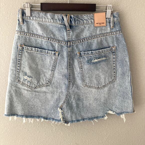 We The Free Distressed Denim Jean Skirt - 30 - Picture 3 of 11